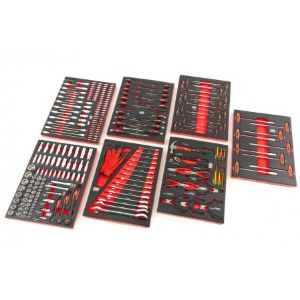 Crveni set od 262 komada premium alata za kolica, 7 uložaka