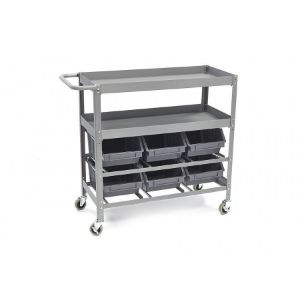 Kolica s 2 police i 6 plastičnih posuda 