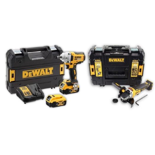 Dewalt aku udarni odvijač, 18V, 1/2", 447 Nm, 2 x 5.0 Ah + aku kutna brusilica, 125 mm