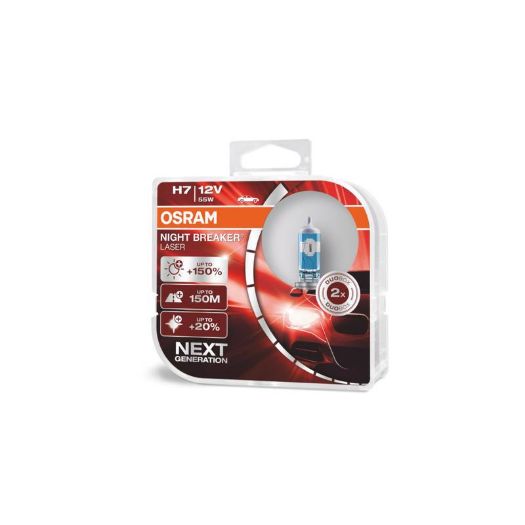 Žarulja Osram 12-55 H7 night beaker laser 150% dual pack