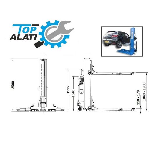 Jendostupna dizalica  2,5T, 230V, manualna 