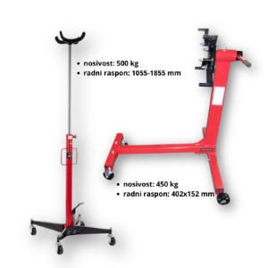 Dizalica za mjenjače, 500 kg + Nosač motora do 450 kg, 360°