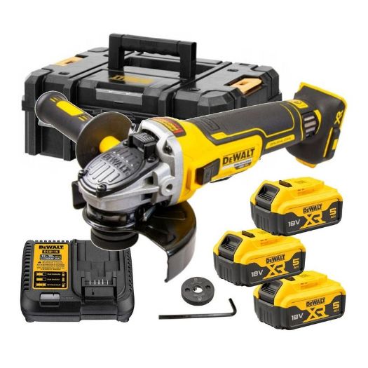 DeWalt kutna brusilica, 125 mm, 18V , 3 kom 5,0Ah baterija , kofer TSTAK