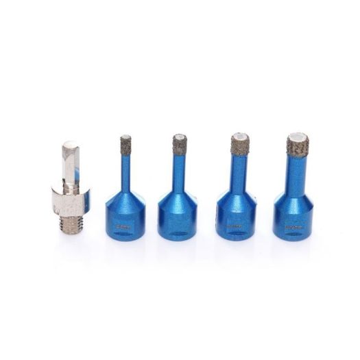 Set dijamantnih kruna za keramiku, kamen, pločice 6, 8, 10, 12 mm mm M14, kofer, adapter, 5-dijelni