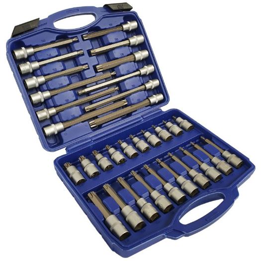 Ekstra dugi torx set nasadnih bitova, 1/2", 32 kom