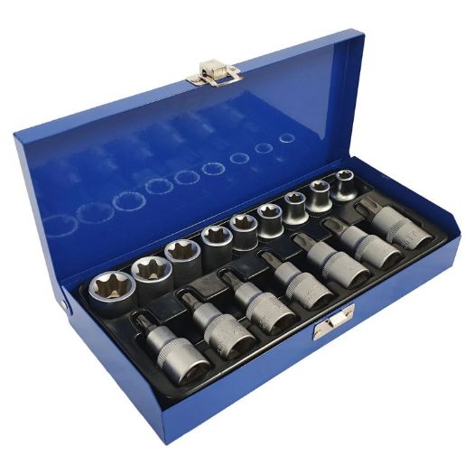 E-Torx nasadni ključ i Torx set bitova 1/2", 17 komada