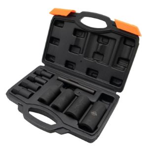 Set udarnih ključeva za uklanjanje sigurnosne matice kotača, 9 kom