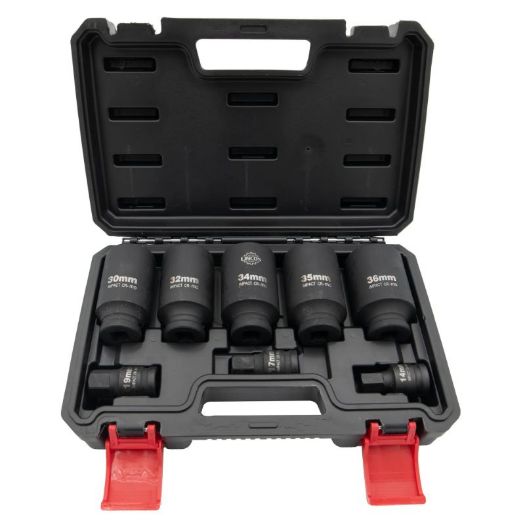 Set udarnih ključeva za pogonsko vratilo, 12pt 30-36mm, hex 14-19mm, 8 kom