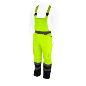 Radne reflektirajuće tople hlače s naramenicama, žute, L