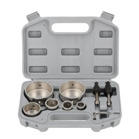 Set krunskih svrdla 22, 28, 35, 44, 68, 73 mm + 2 pilota, premaz od volfram karbida