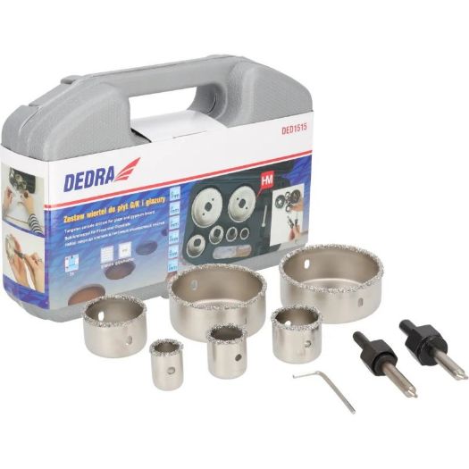 Set krunskih svrdla 22, 28, 35, 44, 68, 73 mm + 2 pilota, premaz od volfram karbida