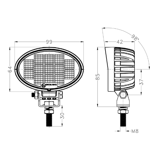 LED radna svjetiljka – 1105 lumena, 9-32V + 2 m kabel