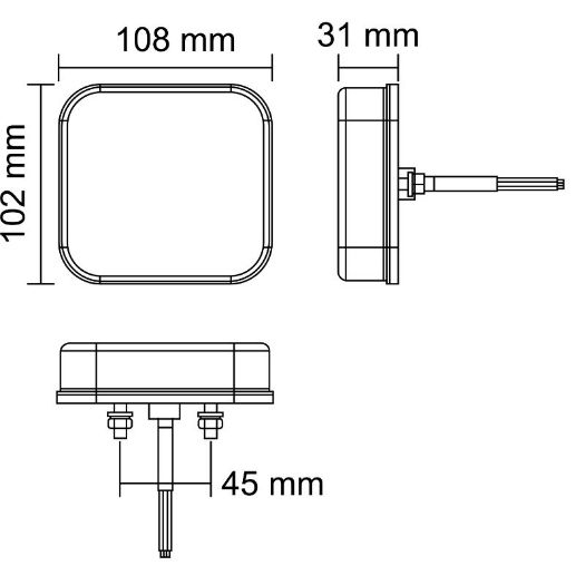 LED stražnje svjetlo 3-komore + dinamični indikator, 10-30V + 0,4 m kabel