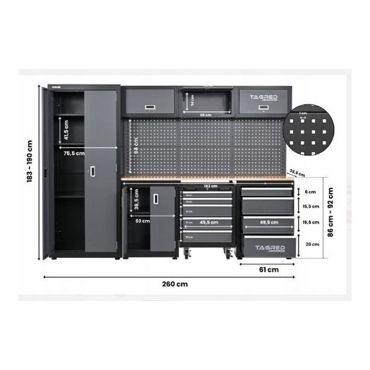 Modularni sustav ormarića za radionice, 7 ormarića