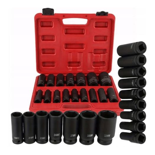 Udarni nasadni ključevi dugi i kratki 1/2", 16 kom 10-32 mm 