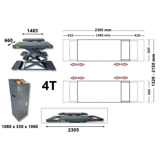 Škarasta dizalica ukopna , 4T, 400V