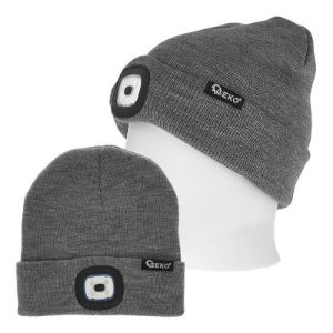 Punjiva LED svjetiljka za glavu zimska kapa, siva