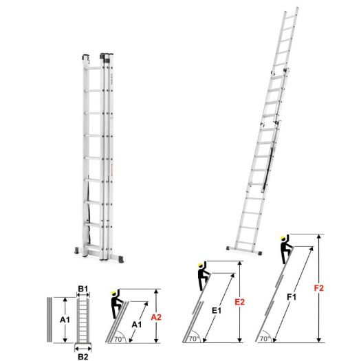 Aluminijske multifunkcionalne ljestve 3x9