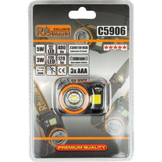 Naglavna svjetiljka 5W + 3W LED
