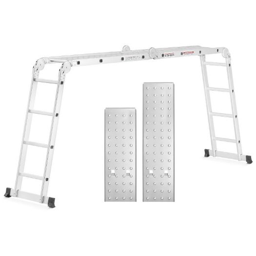 Višenamjenske zglobne aluminijske ljestve 4x4 + platforma 4,6 m 150 kg