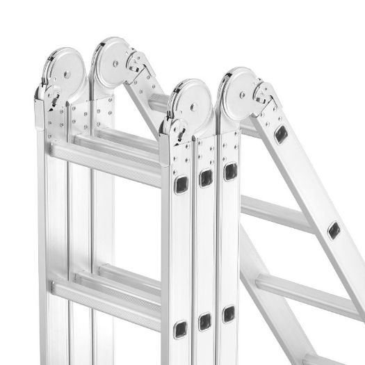 Detalj aluminijske platforme i čeličnih zglobova ljestvi