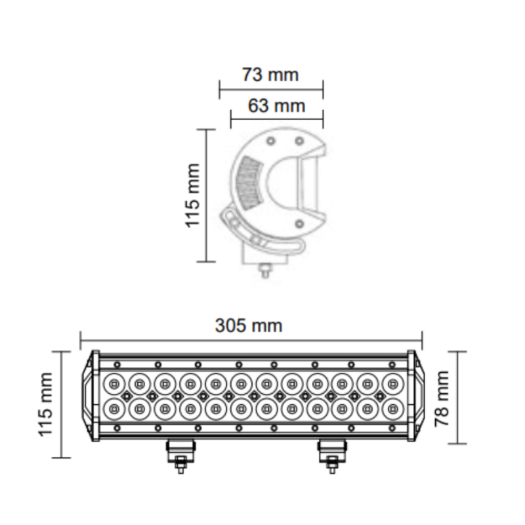 LED bar radno svijetlo 24 LED, 72W, dužina 302 mm