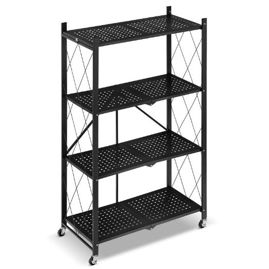 Sklopivi metalni stalak za odlaganje na kotačima 4 police 150 kg nosivost