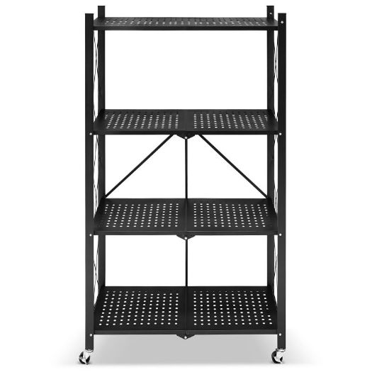 Sklopivi metalni stalak za odlaganje na kotačima 4 police 150 kg nosivost