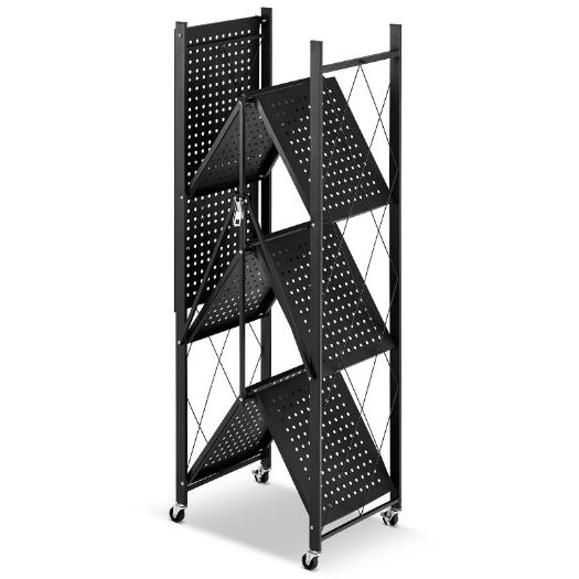 Sklopivi metalni stalak za odlaganje na kotačima 4 police 150 kg nosivost