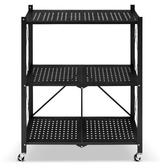 Sklopivi metalni stalak za odlaganje na kotačima 4 police 150 kg nosivost