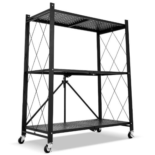 Sklopivi metalni stalak za odlaganje na kotačima 4 police 150 kg nosivost