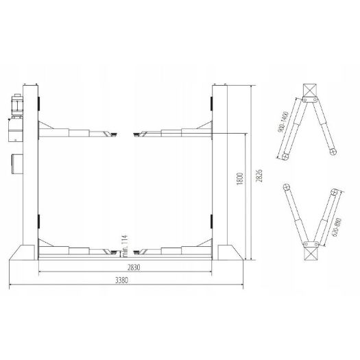 Dvostupna dizalica 4 t- tehničke dimenzije