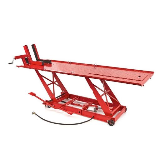 Pneumatsko-hidraulična dizalica za motocikle 450 kg, bočni prikaz platforme i okvira