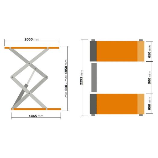 Škarasta dizalica 3tone, podesive rampe, 230V