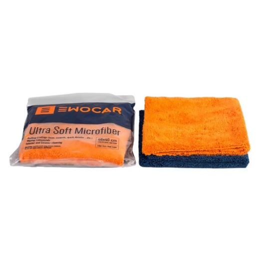 Ewocar Ultrasoft Microfiber Cloth Pack set 2 krpe 40 × 40 cm, 400 GSM za brisanje polirnih pasta, voskova i detailera.