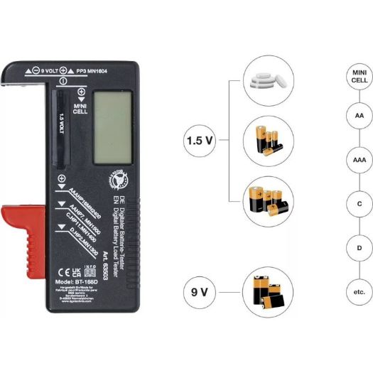 Digitalni tester opterećenja baterija | 1,5 V / 9 V