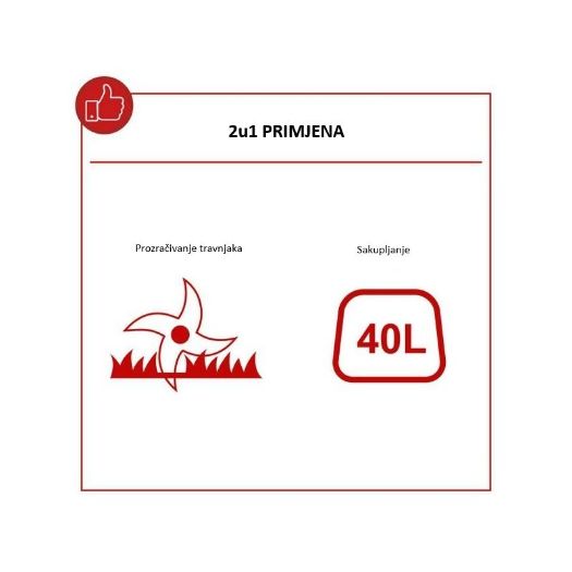 Benzinski prozračivač travnjaka SC55P, širina 40 cm, 5,4 KS, vreća 40 l