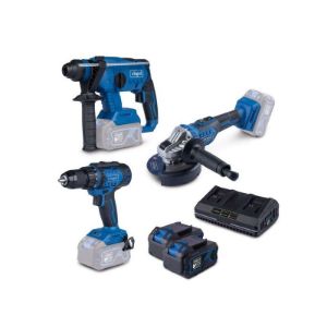 Set aku alata - bušilica, brusilica, čekić BPS100, 20 V, uključeni 2 x 4Ah baterije + 2,4 A