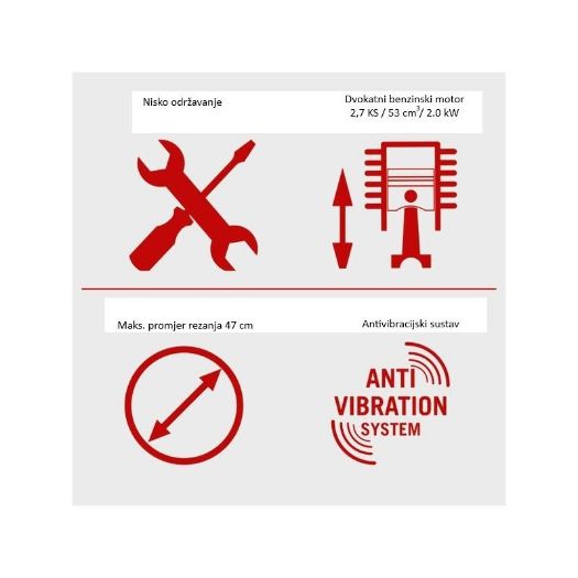 Benzinska motorna pila CSP530S, 53 cm³, 2,0 kW / 2,7 KS, vodilica 20"