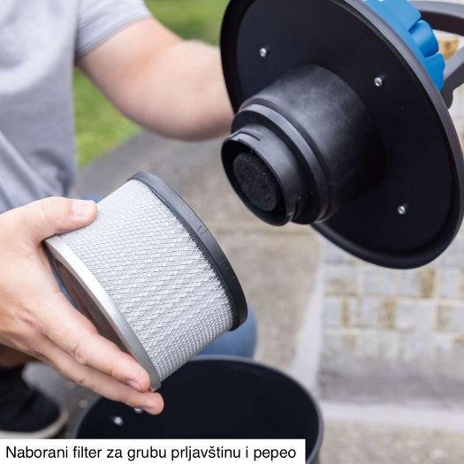 Uklonjivi filter (naborani ili HEPA) na usisavaču pepela