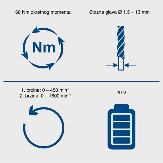 Akumulatorska udarna bušilica BC-CD60-X