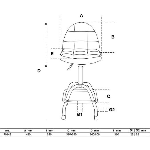 Radionička okretna stolica s naslonom | podesiva visina