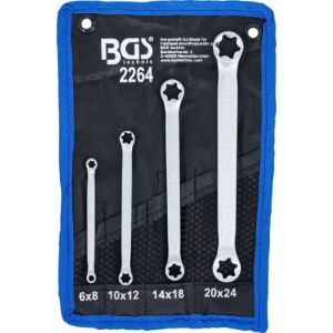 Set dvostrukih okastih ključeva s prstenastom glavom E-profila | E6 x E8 - E20 x E24 | 4-dijelni