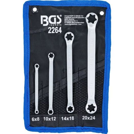 Set dvostrukih okastih ključeva s prstenastom glavom E-profila | E6 x E8 - E20 x E24 | 4-dijelni