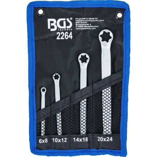 Set dvostrukih okastih ključeva s prstenastom glavom E-profila | E6 x E8 - E20 x E24 | 4-dijelni