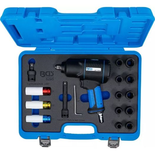 Pneumatski udarni odvijač + udarne gedore, 1/2", 1200 Nm, 16 kom