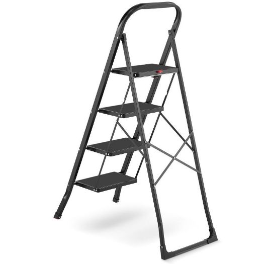 Sklopive kućne ljestve, 4 stepenice, crne