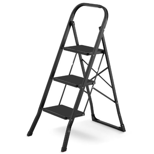 Sklopive kućne ljestve, 3 stepenice, crne