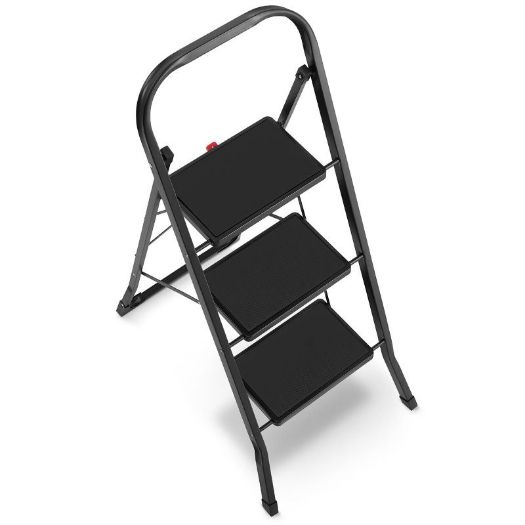 Sklopive kućne ljestve, 3 stepenice, crne