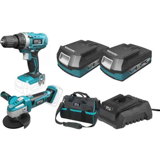 Praktična torba sa aku bušilicom, kutnom brusilicom, baterijom i punjačem za bateriju,  DED7040+DED
